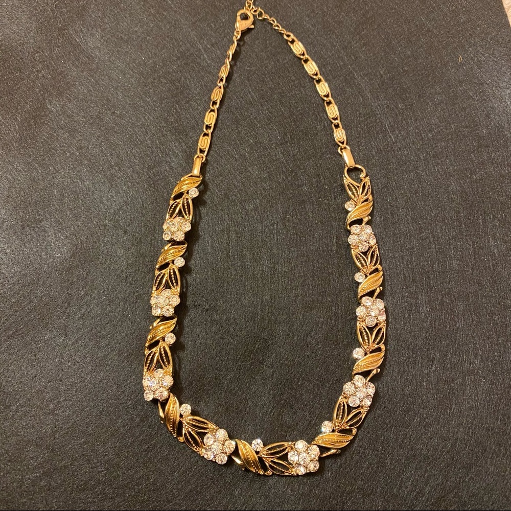 Serenade of Honor Floral Crystal Necklace - EUC